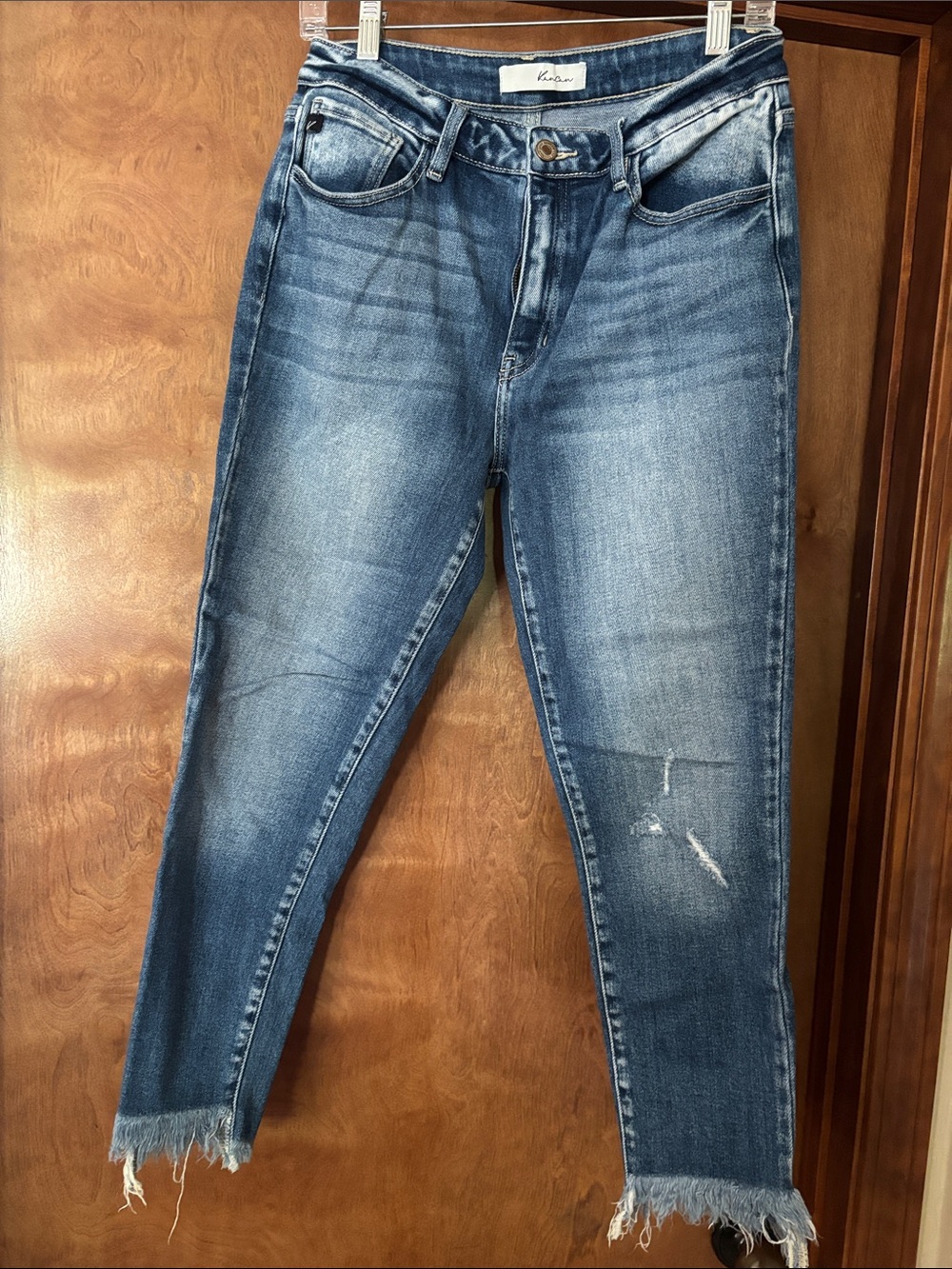 KanCan Medium Blue High-Rise Cropped Distressed Jeans